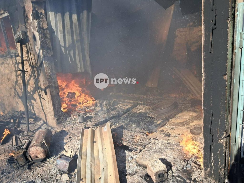 Γαύδος: Πυρκαγιά κατέστρεψε ολοσχερώς αποθήκη – Στην περιοχή έπνεαν άνεμοι 8 μποφόρ