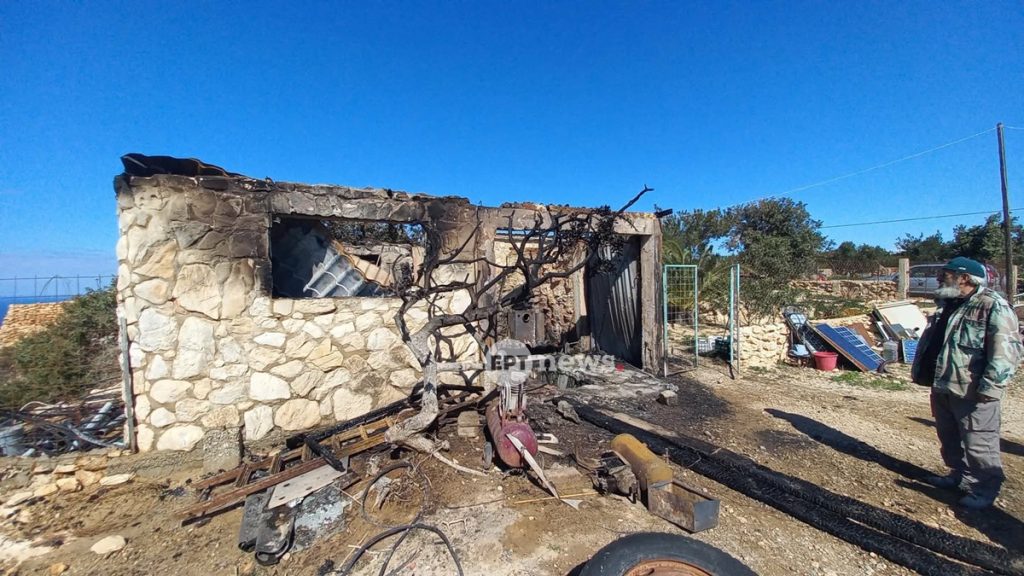 Γαύδος: Πυρκαγιά κατέστρεψε ολοσχερώς αποθήκη – Στην περιοχή έπνεαν άνεμοι 8 μποφόρ