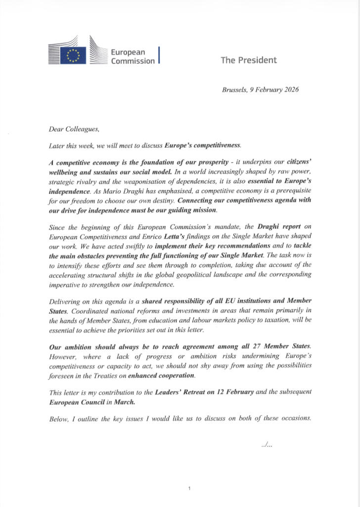 Ευρωπαϊκή μάχη για την ανταγωνιστικότητα, με τη φον ντερ Λάιεν να ανοίγει δύσκολη συζήτηση για την ενότητα και τη λήψη αποφάσεων στην ΕΕ