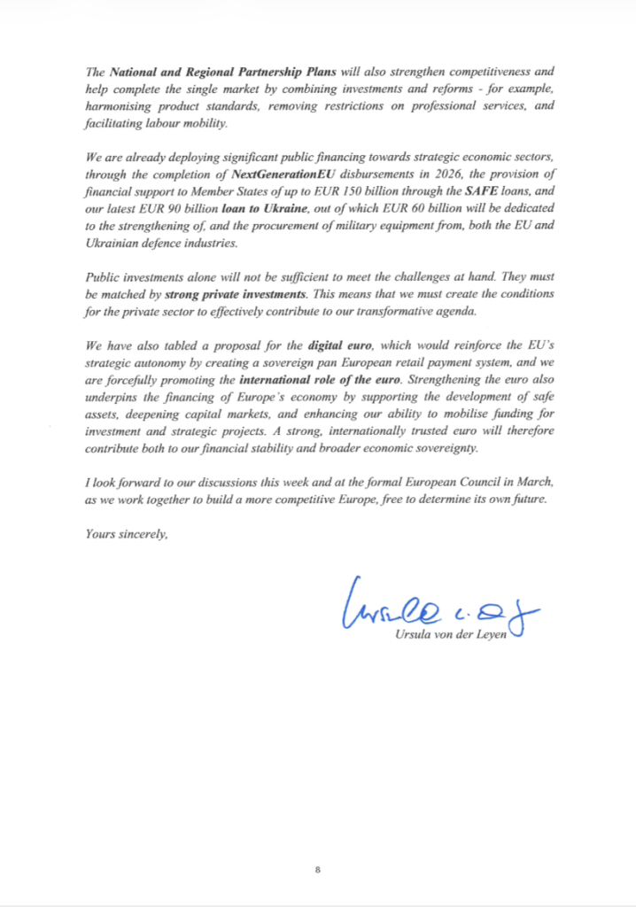 Ευρωπαϊκή μάχη για την ανταγωνιστικότητα, με τη φον ντερ Λάιεν να ανοίγει δύσκολη συζήτηση για την ενότητα και τη λήψη αποφάσεων στην ΕΕ