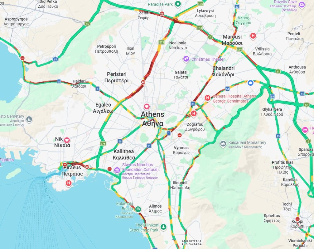 Αυξημένη κίνηση σε Κηφισό και βασικούς οδικούς άξονες (Live χάρτης)
