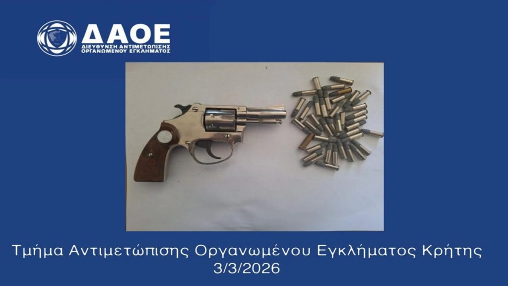 Ηράκλειο: Αστυνομική επιχείρηση του Τμήματος Οργανωμένου Εγκλήματος για τον ΟΠΕΚΕΠΕ – Δύο συλλήψεις για κροτίδες και όπλο