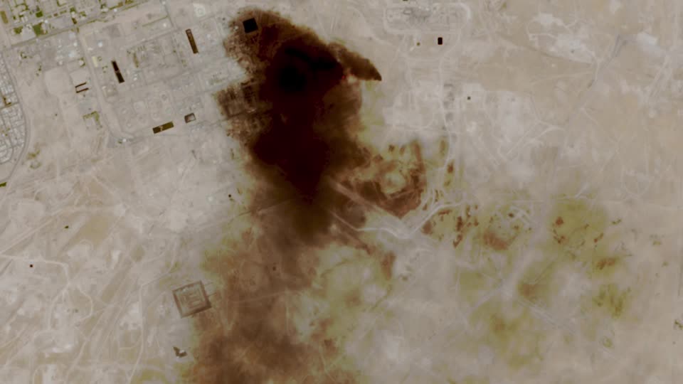 Satellite imagery shows smoke plumes at Saudi Arabia's Abqaiq plant