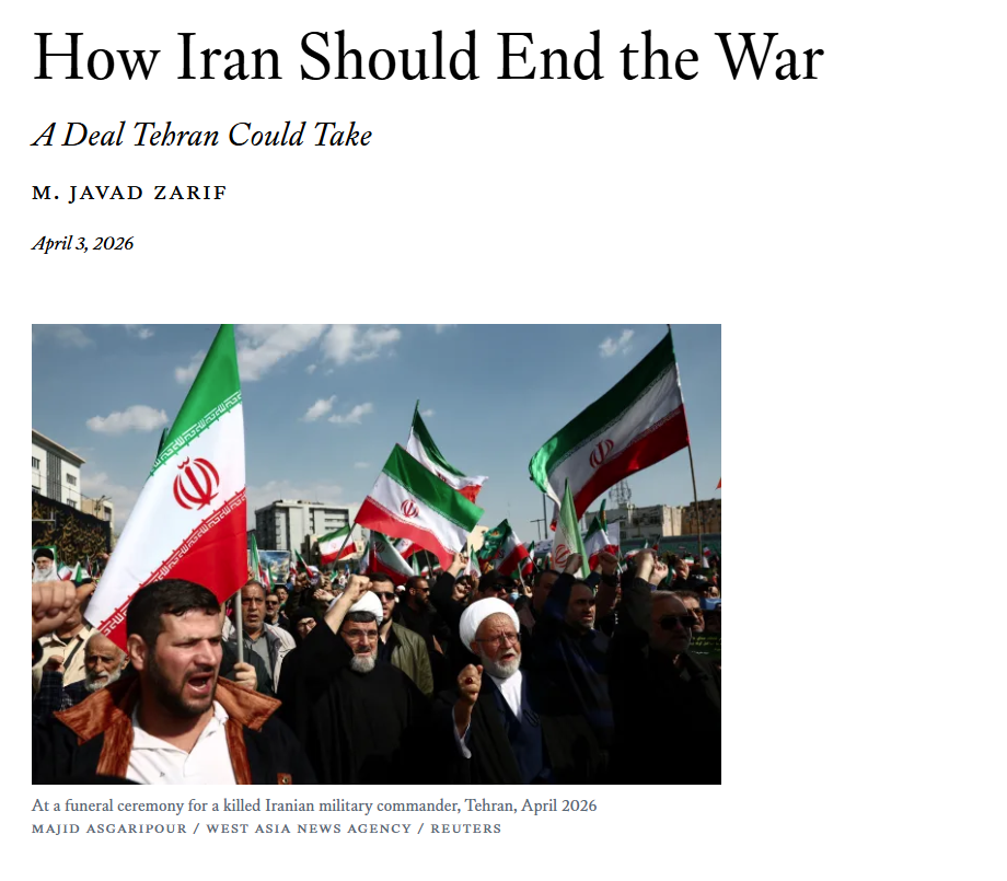 Τζαβάντ Ζαρίφ, πρώην αντιπρόεδρος Ιράν: «Η Τεχεράνη πρέπει να κηρύξει τη νίκη και να τερματίσει τον πόλεμο»