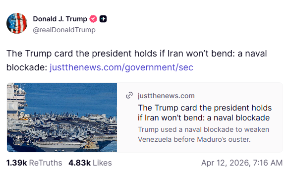 Απειλές Τραμπ για ναυτικό αποκλεισμό του Ιράν μετά το «ναυάγιο» στις ειρηνευτικές συνομιλίες