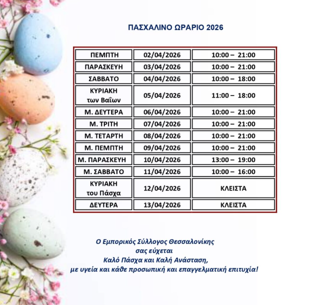 Θεσσαλονίκη: Από σήμερα σε ισχύ το πασχαλινό ωράριο στα καταστήματα
