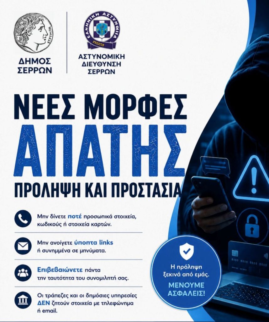 Δήμος Σερρών: Ενημέρωση στις τοπικές κοινότητες για την πρόληψη τηλεφωνικών απατών