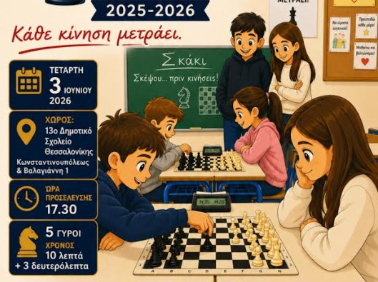 Θεσσαλονίκη: Το σκάκι ως εργαλείο μάθησης και κοινωνικοποίησης – Μεγάλη συμμετοχή στο 1ο Κοινοτικό Τουρνουά Σκάκι