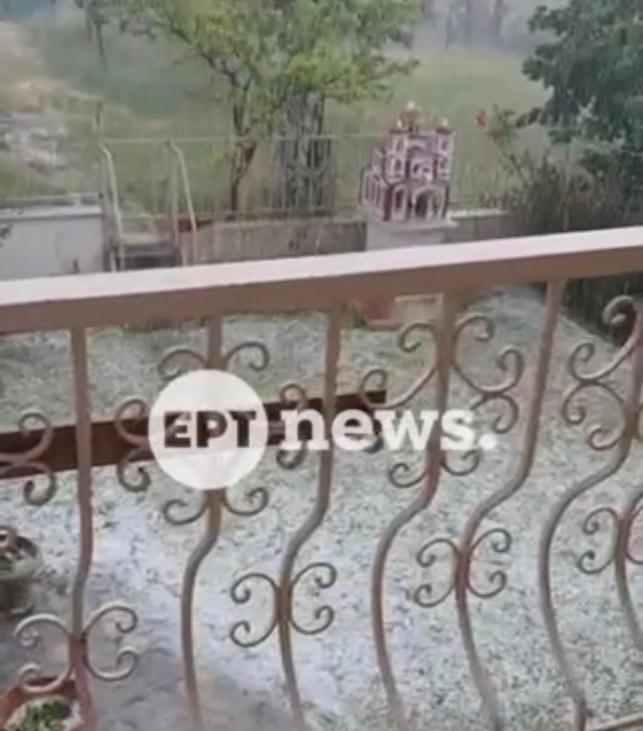 Έντονη χαλαζόπτωση στην Ιεροπηγή Καστοριάς