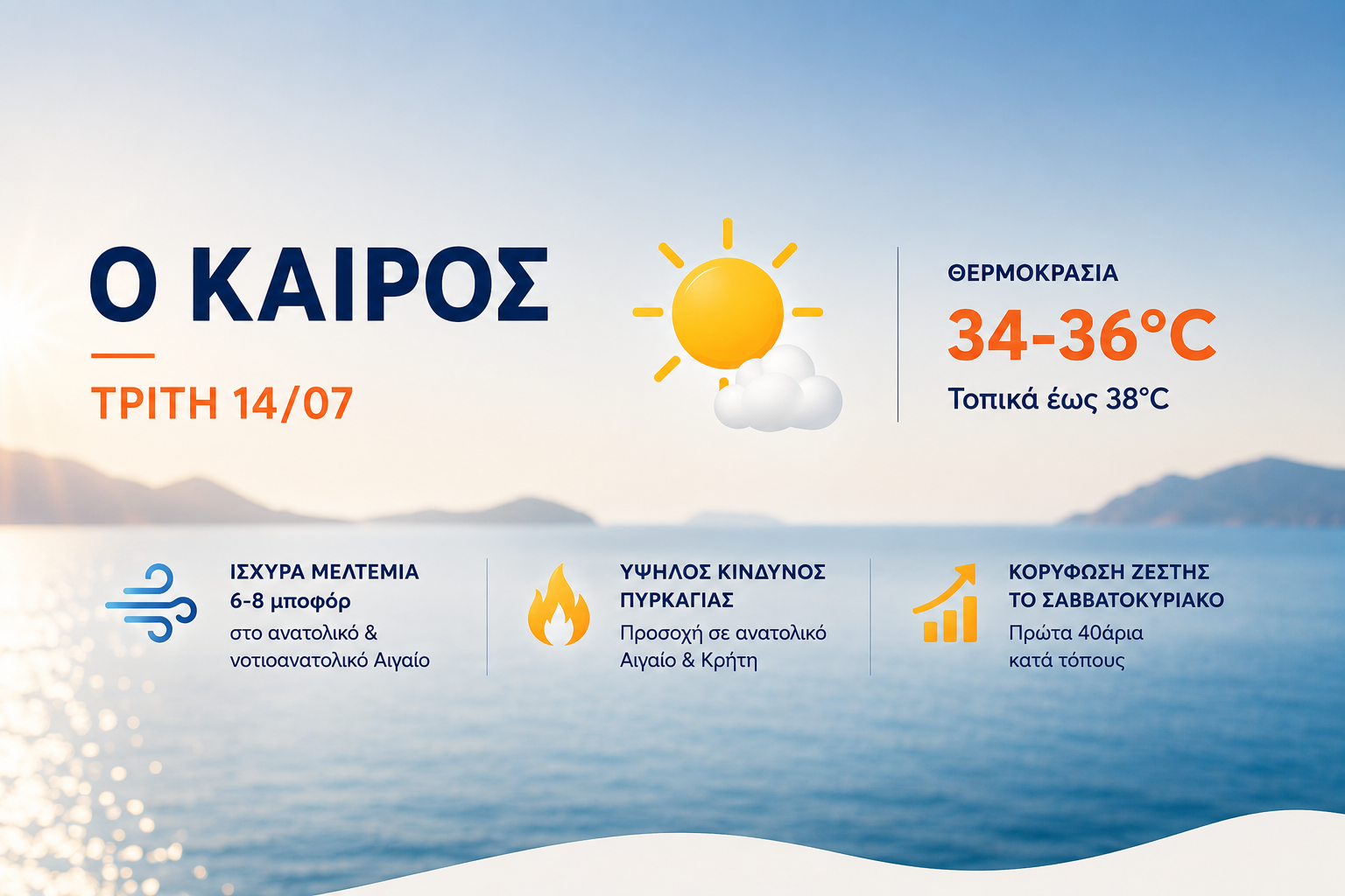 Καιρός: Τα πρώτα 40άρια του καλοκαιριού φέρνει το Σαββατοκύριακο – Ισχυρά μελτέμια στο Αιγαίο – Πρόγνωση από την Ο. Παπαβγούλη
