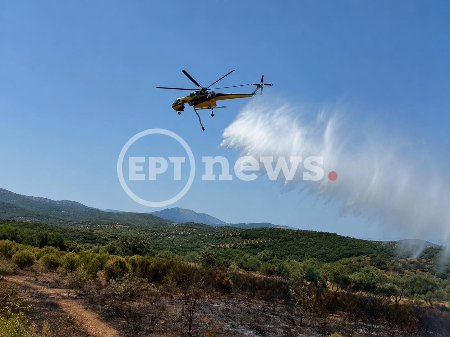 Μεσσηνία: Φωτιά μεταξύ Κοπανακίου και Αετού – Ισχυρές επίγειες και εναέριες δυνάμεις στο μέτωπο