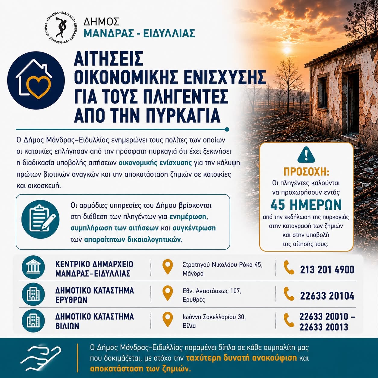 764719732-1064065146569409-6276866450790755990-n Επιτόπιοι έλεγχοι στις ιδιοκτησίες που έπληξε η φωτιά στον Δήμο Μάνδρας – Ειδυλλίας