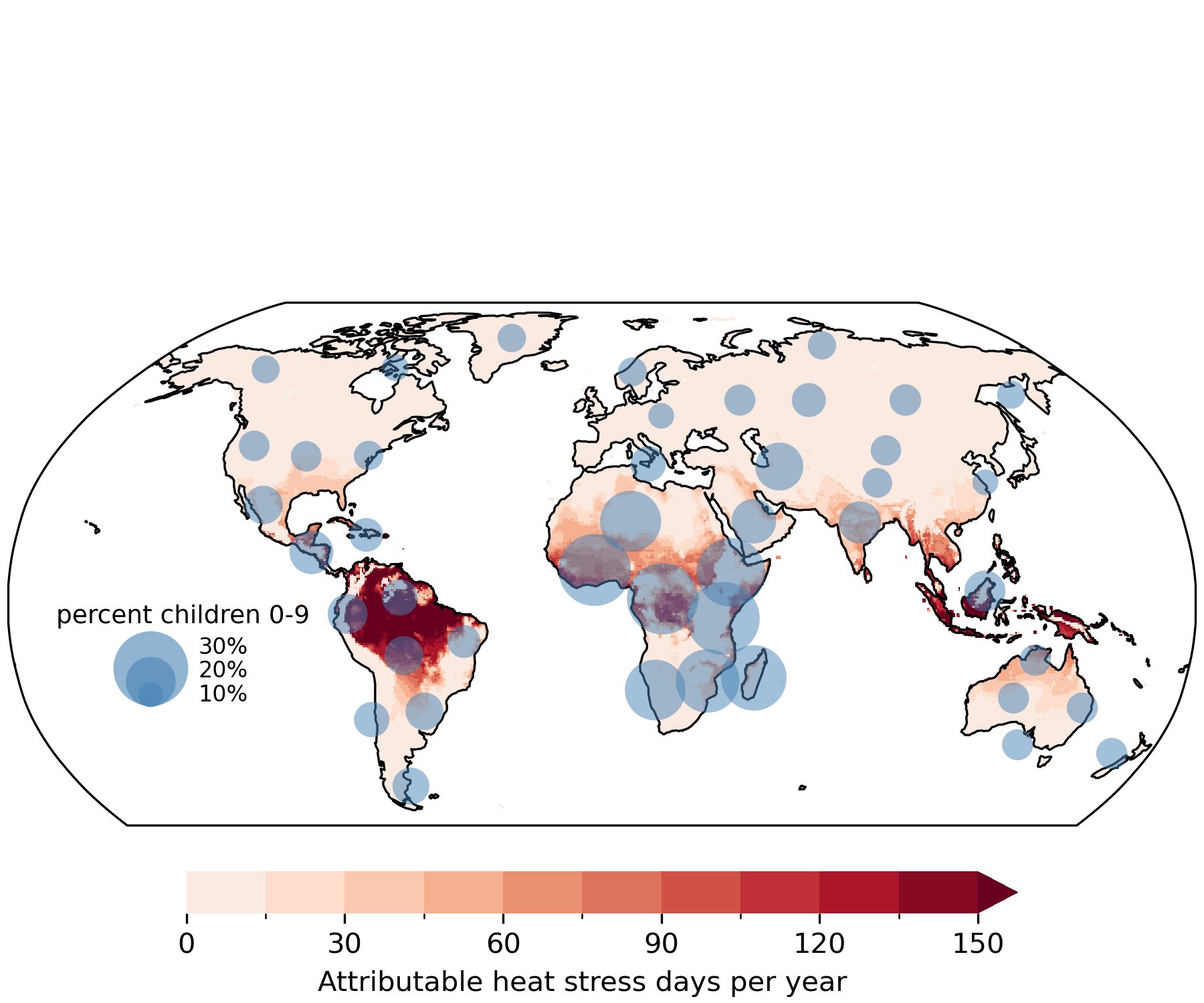 global-map-children-exposed-to-climate-change-driven-heat-stress Ακραία ζέστη: Συνδέεται με 33 προβλήματα υγείας – Σε θερμικό στρες 560 εκατ. παιδιά
