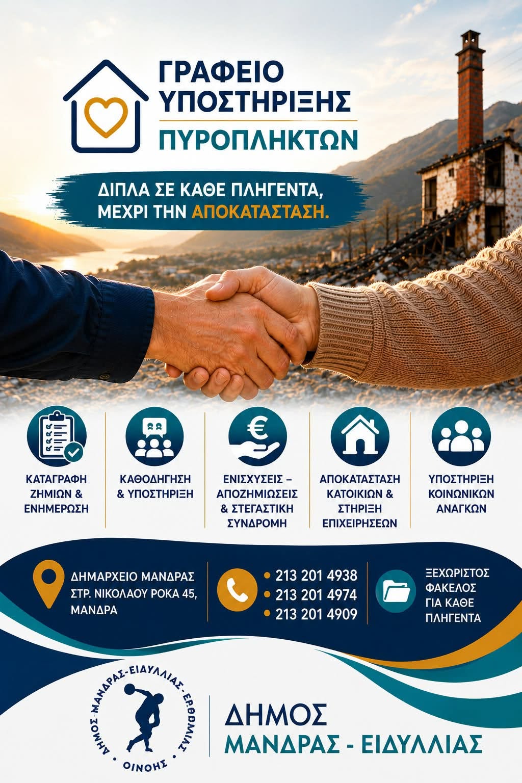 Έναρξη λειτουργίας γραφείου υποστήριξης πυροπλήκτων στο Δήμο Μάνδρας-Ειδυλλίας