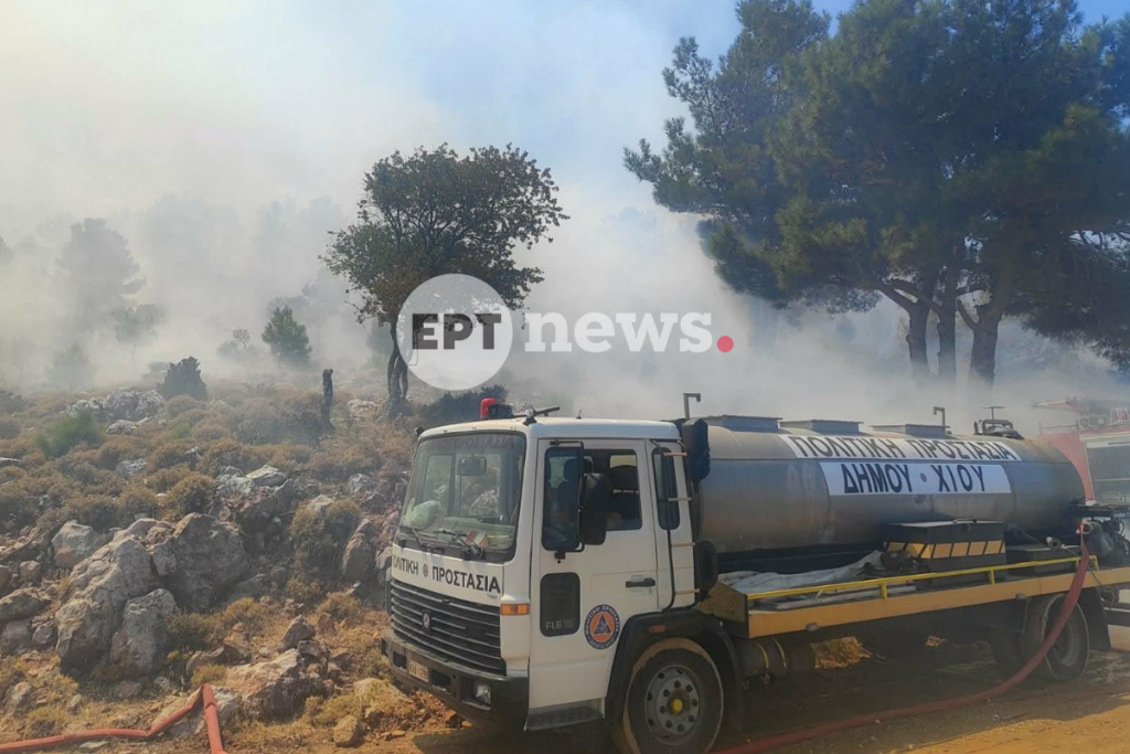 Χίος: Κινητοποίηση για φωτιά στην περιοχή Βίκι – Ήχησε το 112