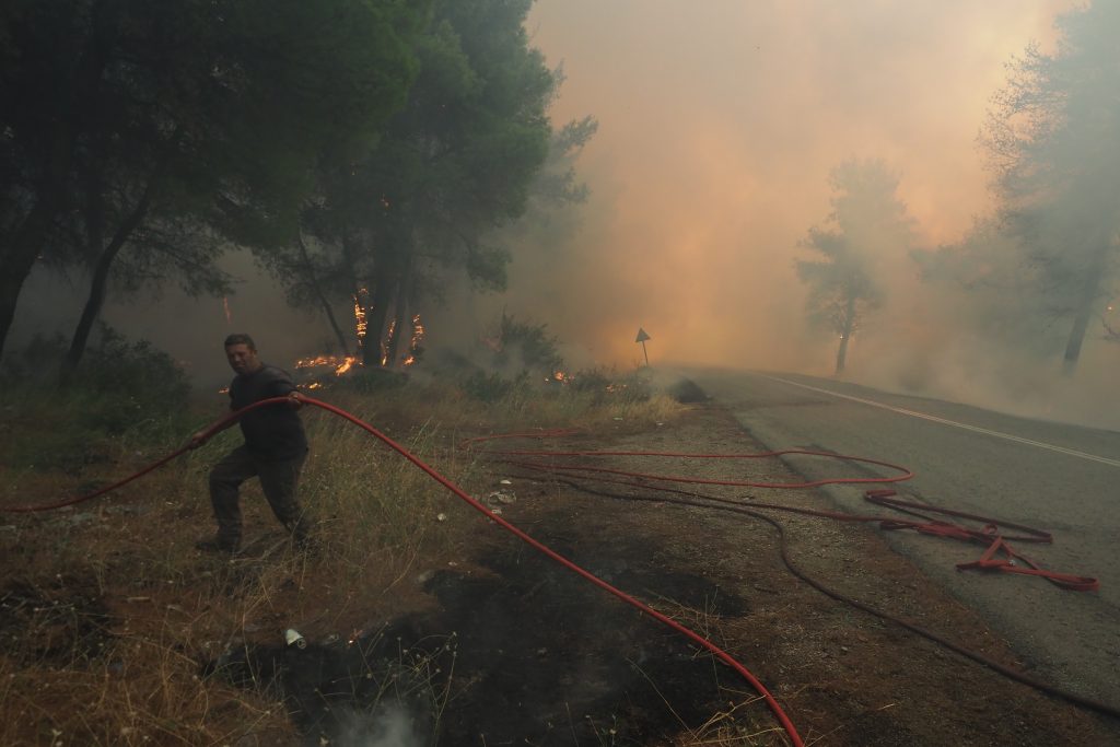 Πυρκαγιά στη Μακρυκάπα Εύβοιας: Μήνυμα 112 για απομάκρυνση από Τριάδα προς Ψαχνά