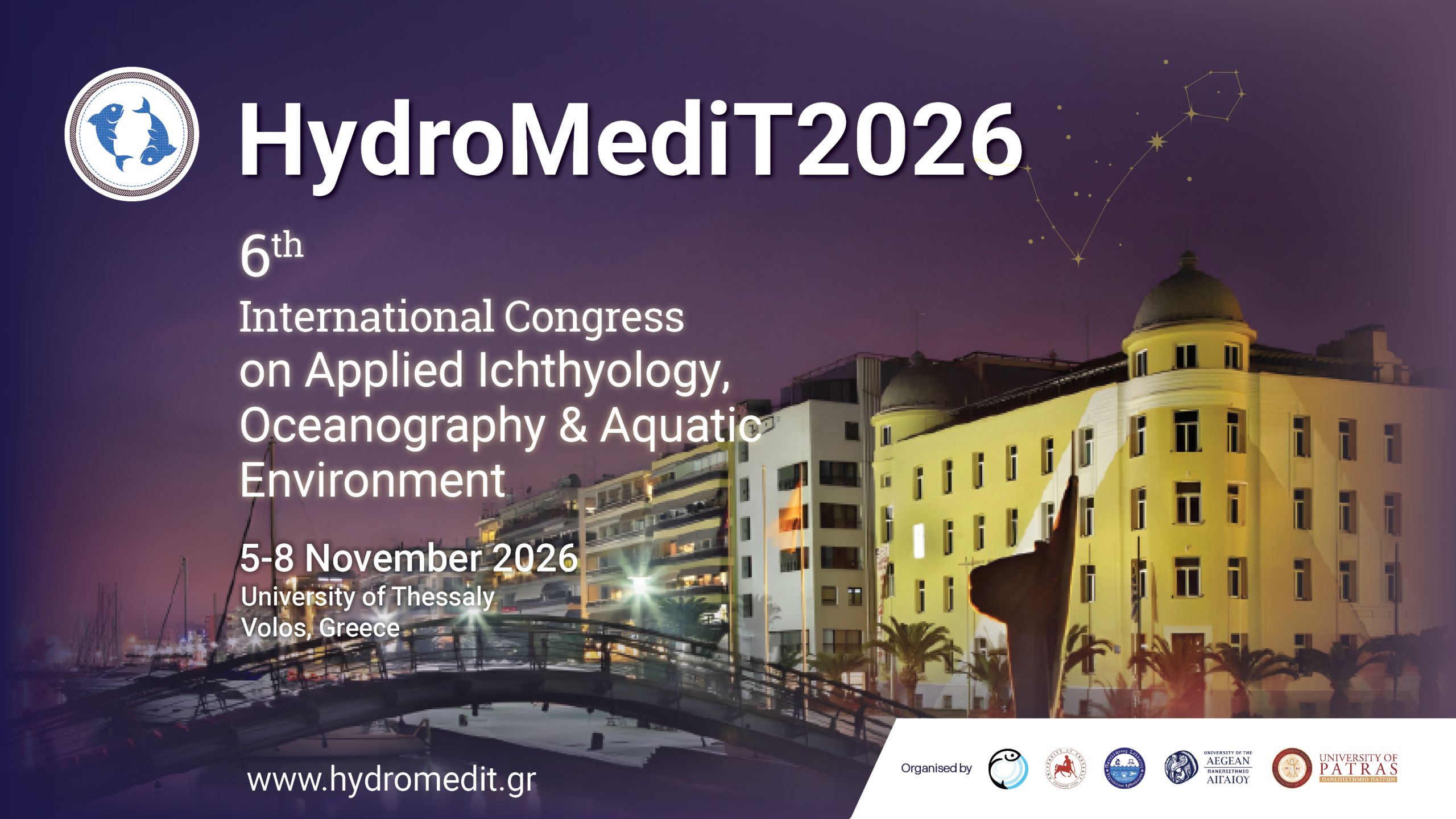 HydroMediT 2026: Στον Βόλο το 6ο Διεθνές Συνέδριο Εφαρμοσμένης Ιχθυολογίας, Ωκεανογραφίας και Υδάτινου Περιβάλλοντος