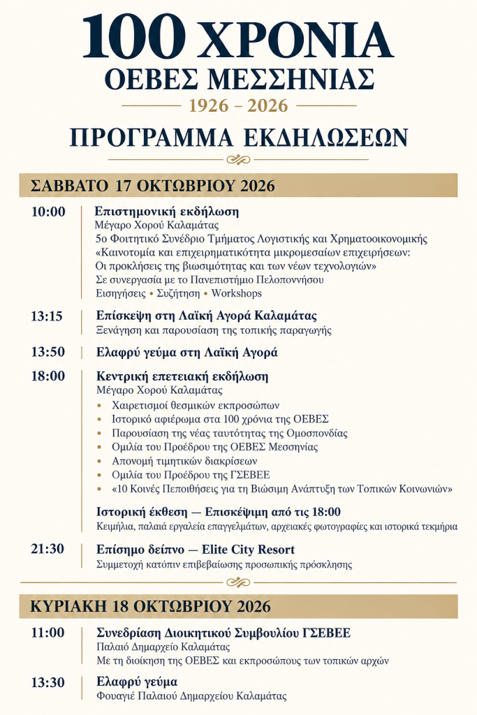 Καλαμάτα: Η ΟΕΒΕΣ Μεσσηνίας γιορτάζει 100 χρόνια και φωτίζει άγνωστες ιστορίες της πόλης