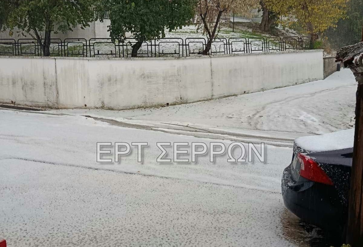 Έντονη χαλαζόπτωση στη Νέα Ζίχνη: Έγιναν όλα λευκά