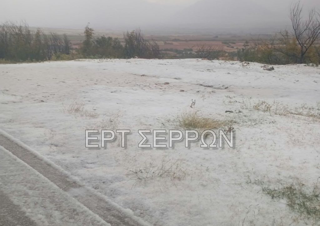 Έντονη χαλαζόπτωση στη Νέα Ζίχνη: Έγιναν όλα λευκά