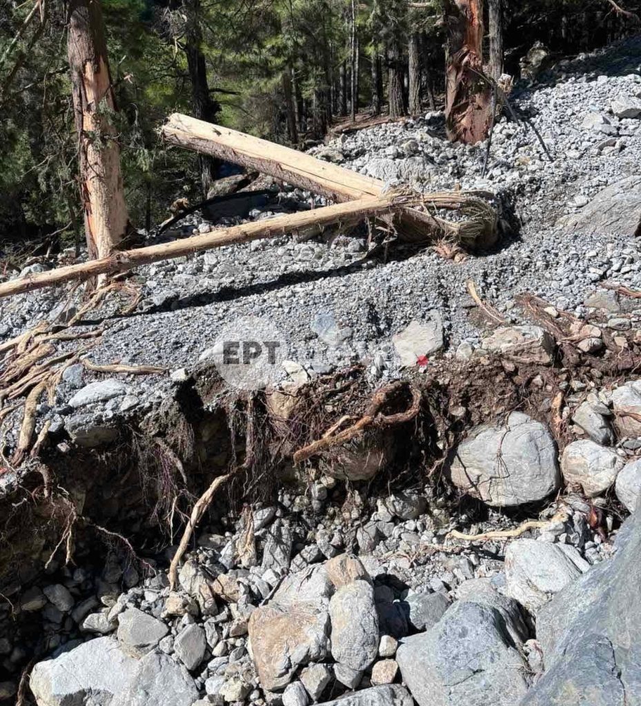 Αποκαρδιωτική η εικόνα στη Σαμαριά – «Εξαφανισμένο» το μονοπάτι από πέτρες και φερτά υλικά